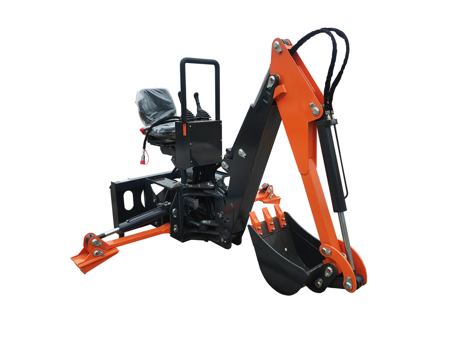 SIBOM Skid Steer Backhoe Digger Attachment, Dual Hydraulic Cylinder Swing, Foldable Stabilizers, Heavy-Duty Teeth, Multiple Bucket Options for Excavation