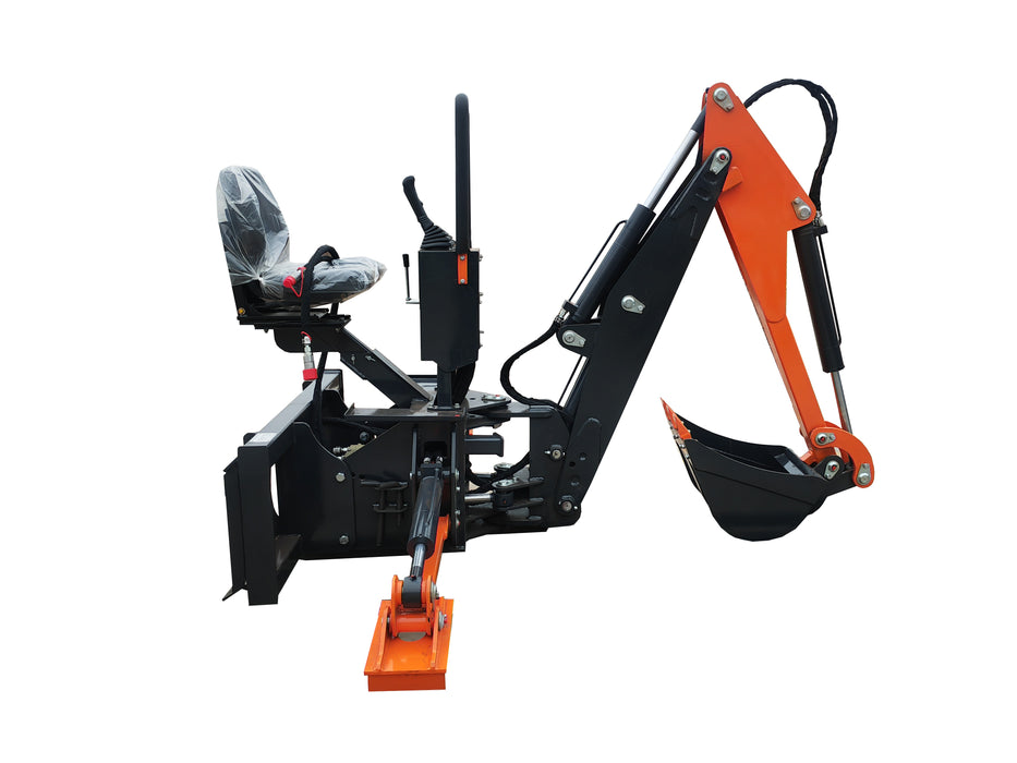 SIBOM Skid Steer Backhoe Digger Attachment, Dual Hydraulic Cylinder Swing, Foldable Stabilizers, Heavy-Duty Teeth, Multiple Bucket Options for Excavation