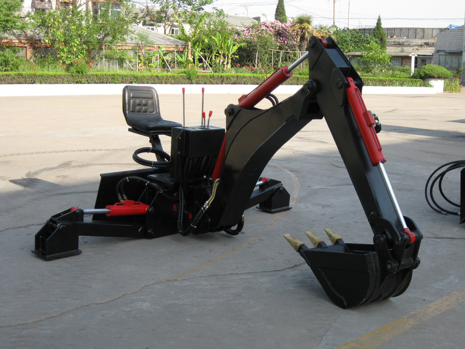 SIBOM Skid Steer Backhoe Digger Attachment, Dual Hydraulic Cylinder Swing, Foldable Stabilizers, Heavy-Duty Teeth, Multiple Bucket Options for Excavation