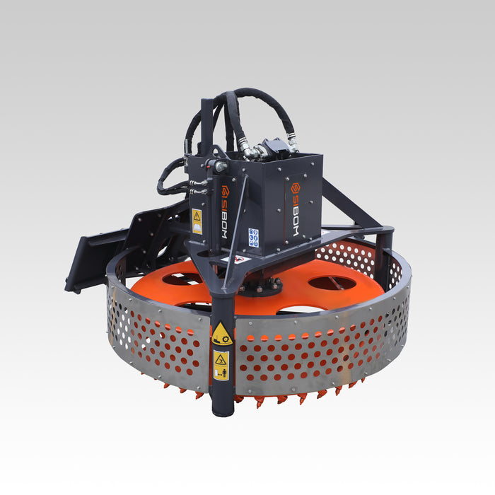 Sibom Skid Steer Manhole saw, Milling Drum Diameter 53", Heavy-duty Hydraulic Motors, Hydraulic-powered Breakout, Carbide-tipped Picks