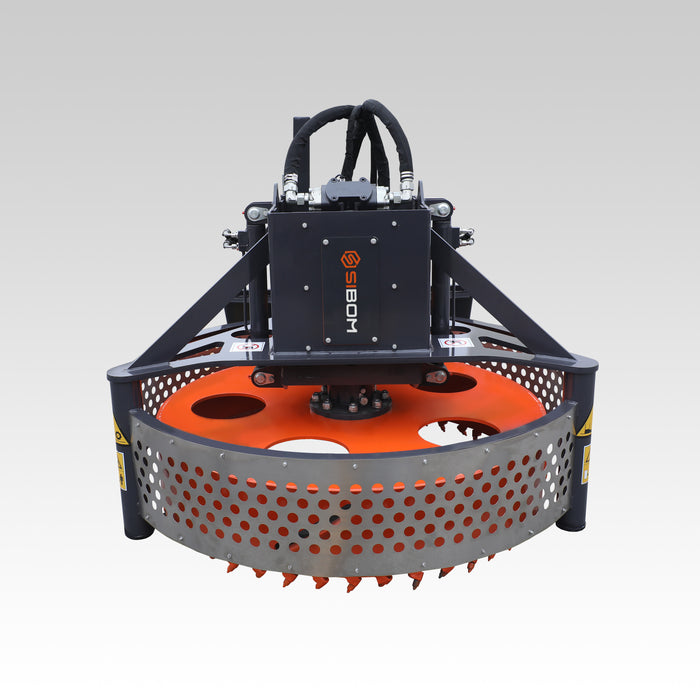 Sibom Skid Steer Manhole saw, Milling Drum Diameter 53", Heavy-duty Hydraulic Motors, Hydraulic-powered Breakout, Carbide-tipped Picks