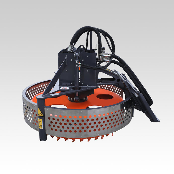 Sibom Skid Steer Manhole saw, Milling Drum Diameter 53", Heavy-duty Hydraulic Motors, Hydraulic-powered Breakout, Carbide-tipped Picks