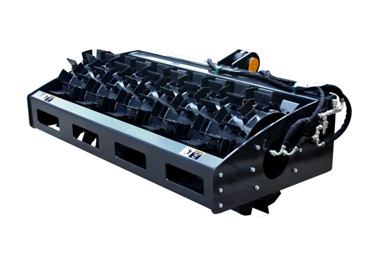 SIBOM Skid Steer Vibratory Ice Breaker Attachment, Two-Damping Roller Design, Sharp Cross-Pattern Blades, Environmentally Friendly De-Icing Solution